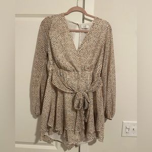 Brown/White Printed Romper